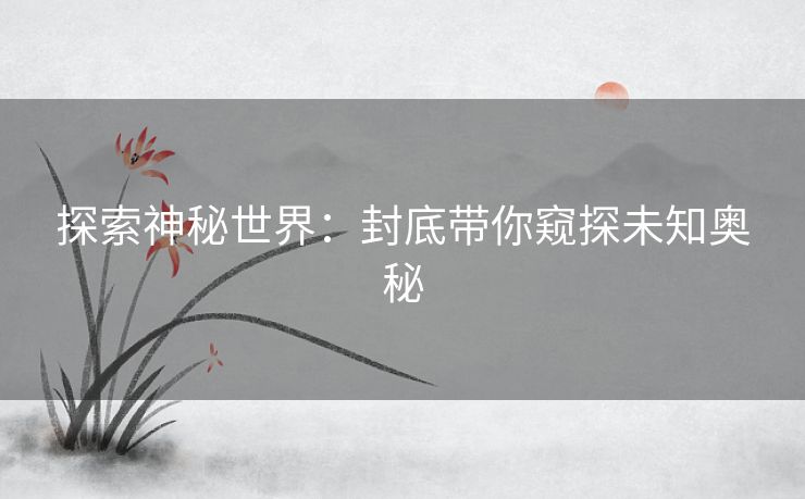 探索神秘世界：封底带你窥探未知奥秘