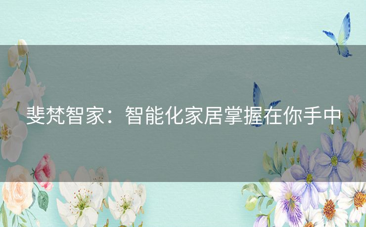 斐梵智家：智能化家居掌握在你手中