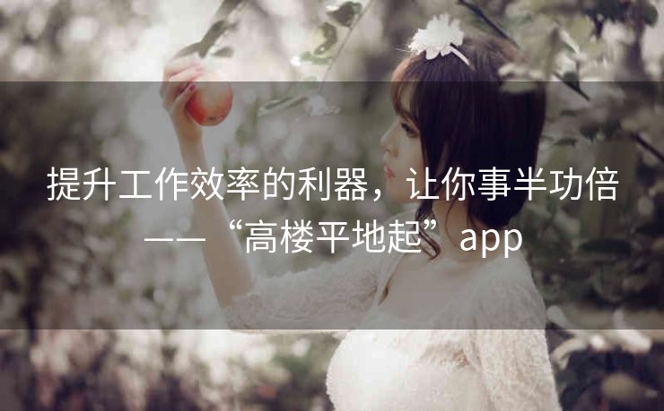 提升工作效率的利器，让你事半功倍——“高楼平地起”app
