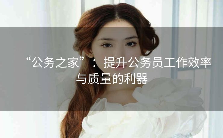 “公务之家”：提升公务员工作效率与质量的利器